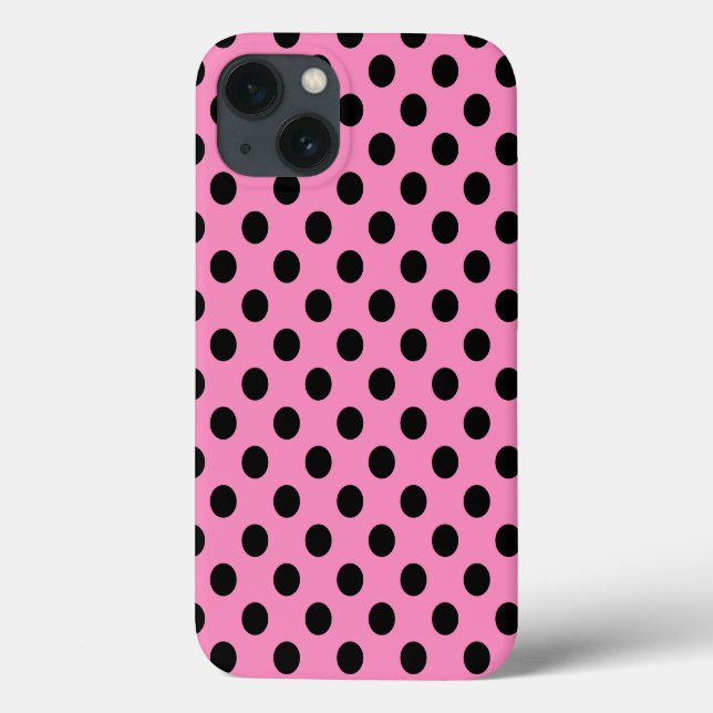 Black polka dots on pink Case-Mate iPhone case (Back)