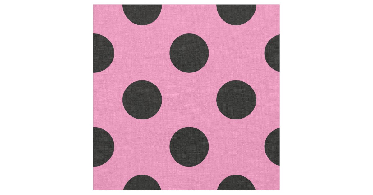 Black polka dots on pink fabric | Zazzle