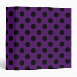 Black polka dots on plum purple binder