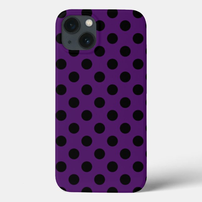 Black polka dots on plum purple Case-Mate iPhone c Case-Mate iPhone Case (Back)