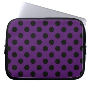 Black polka dots on plum purple laptop sleeve