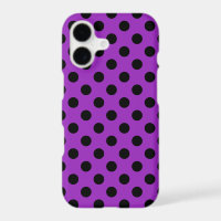 Black polka dots on purple
