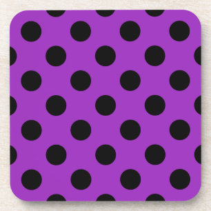 Black polka dots on purple coaster