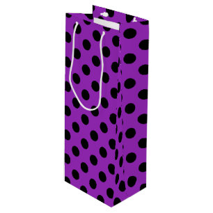Black polka dots on purple wine gift bag