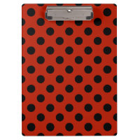 Black polka dots on red