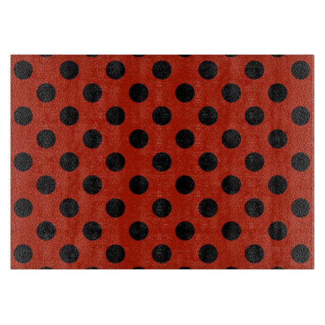 Black polka dots on red cutting board (Front)