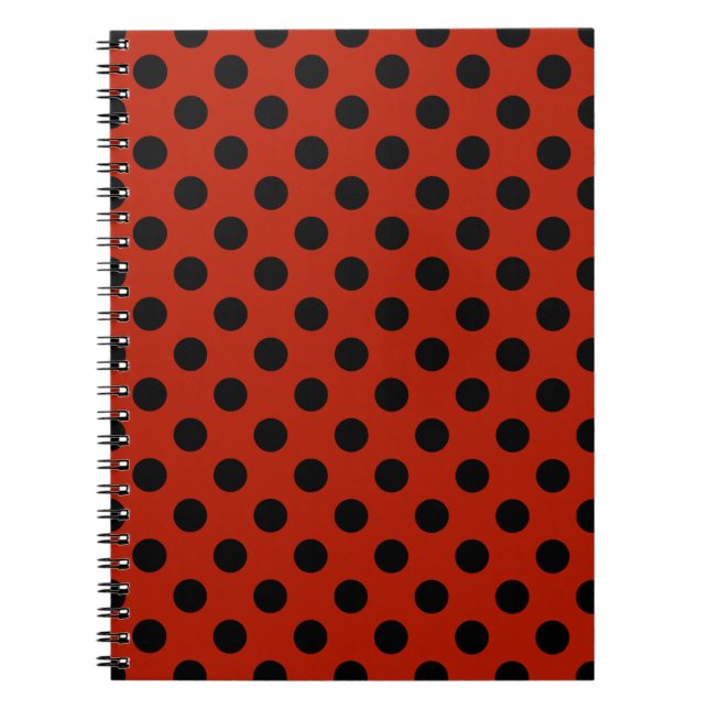 Black polka dots on red notebook (Front)