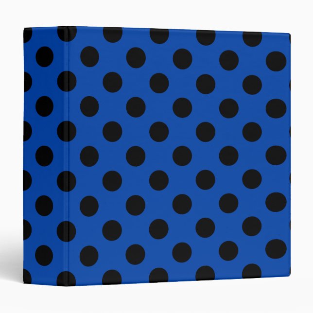 Black polka dots on royal blue binder (Front/Spine)