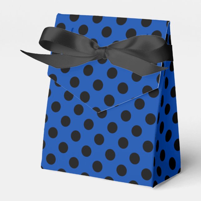 Black polka dots on royal blue favor box (Front Side)