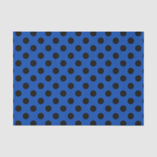 Black polka dots on royal blue tissue paper