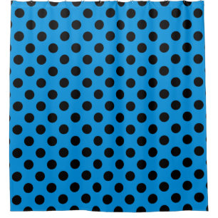 Black polka dots on sky blue