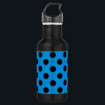 Black polka dots on sky blue 532 ml water bottle<br><div class="desc">Black polka dots on sky blue</div>