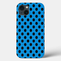 Black polka dots on sky blue Case-Mate iPhone case