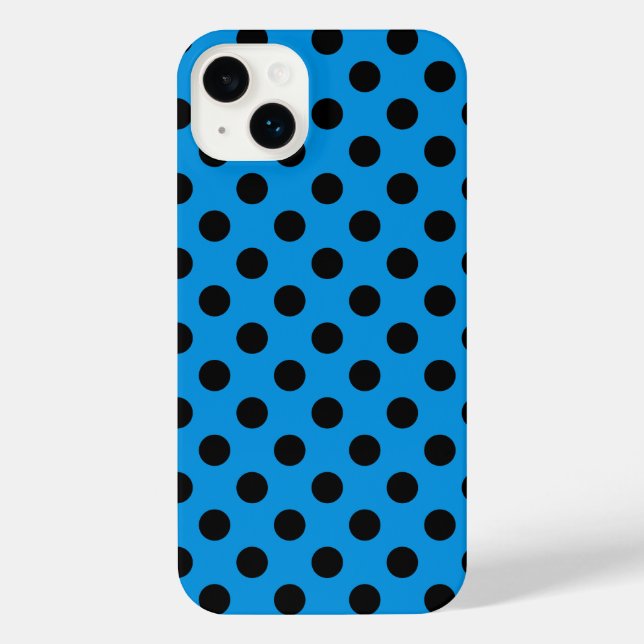 Black polka dots on sky blue  iPhone case (Back)