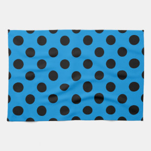 Black polka dots on sky blue kitchen towel