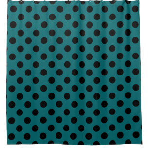 Black polka dots on teal
