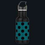 Black polka dots on teal 532 ml water bottle<br><div class="desc">Black polka dots on teal</div>