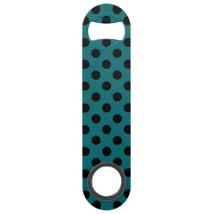 Black polka dots on teal bar key