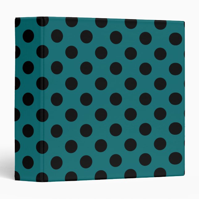 Black polka dots on teal binder (Front/Spine)