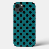Black polka dots on teal Case-Mate iPhone case