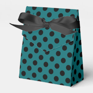 Black polka dots on teal favor box
