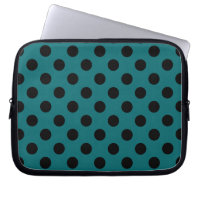 Black polka dots on teal