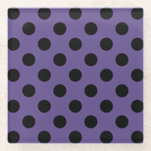 Black polka dots on ultra violet glass coaster