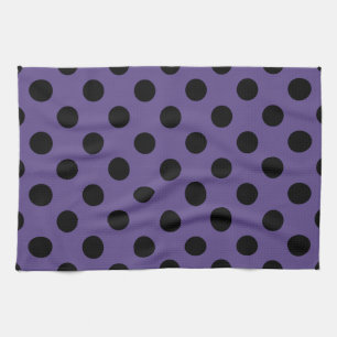 Black polka dots on ultra violet kitchen towel