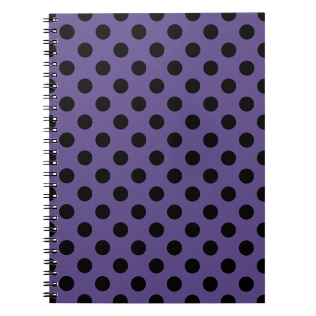 Black polka dots on ultra violet notebook (Front)