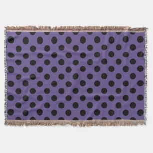 Black polka dots on ultra violet throw blanket