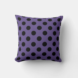 Black polka dots on ultra violet throw pillow