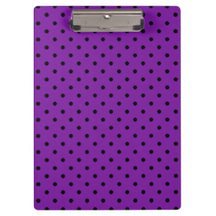 Black Polka Dots on Violet Purple Clipboard