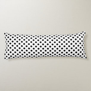Black Polka Dots on White Background Body Pillow