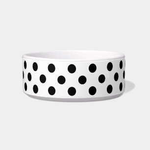 Black Polka Dots on White Background Bowl