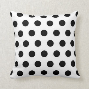 Black polka Dots On White Background Cushion
