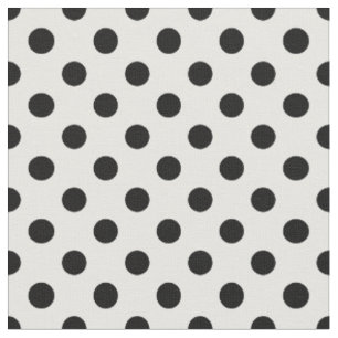 Black Polka Dots on White Background Fabric