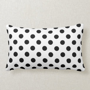 Black Polka Dots on White Background Lumbar Pillow