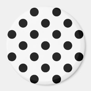 Black Polka Dots on White Background Magnet