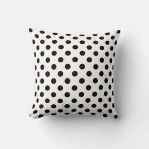 Black Polka Dots on White Background Throw Pillow