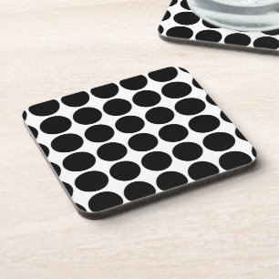 Black Polka Dots on White Coaster