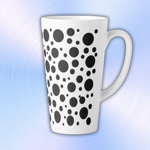 Black Polka Dots on White   Latte Mug