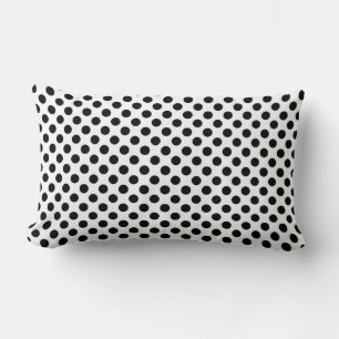 black polka dots on white lumbar pillow