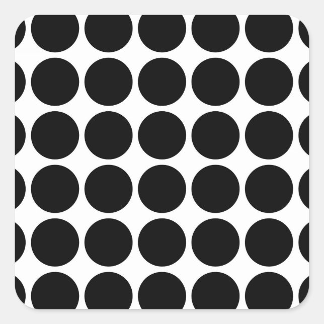 Black Polka Dots on White Square Sticker (Front)
