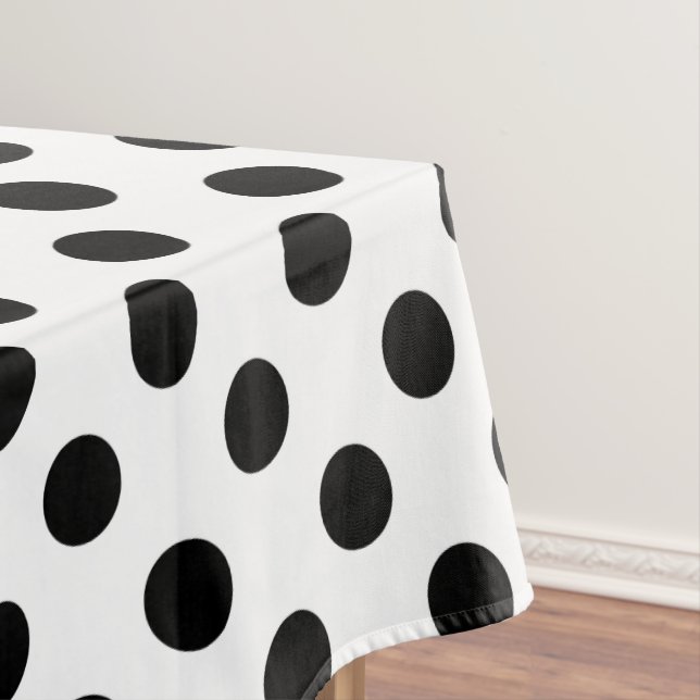 Black polka dots on white tablecloth (In Situ)