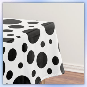 Black Polka Dots on White Tablecloth