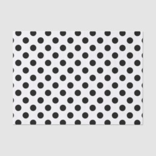 Black polka dots on white tissue paper