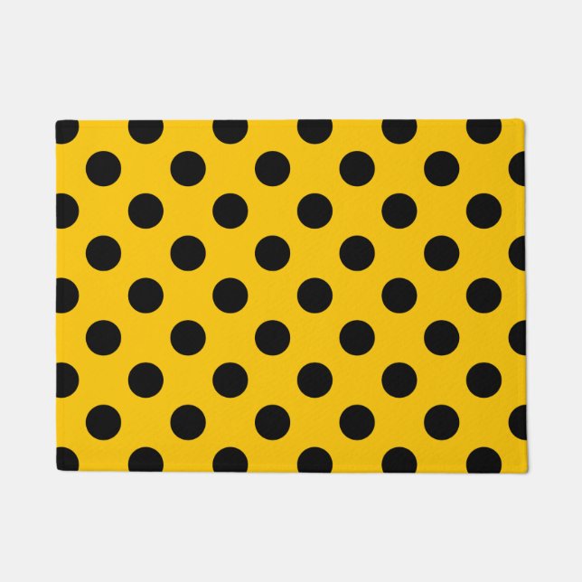 Black polka dots on yellow doormat (Front)