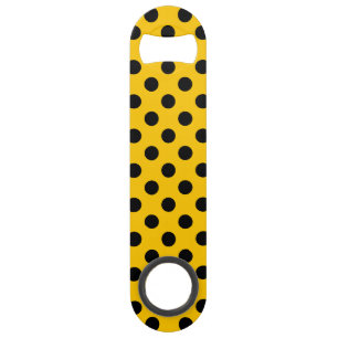 Black polka dots on yellow speed bottle opener
