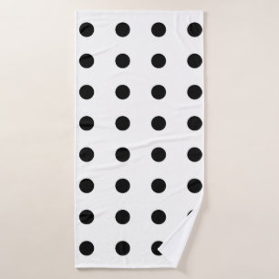 Black Polka Dots Pattern Bath Towel