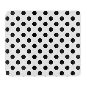 Black Polka Dots Pattern on a White Cutting Board